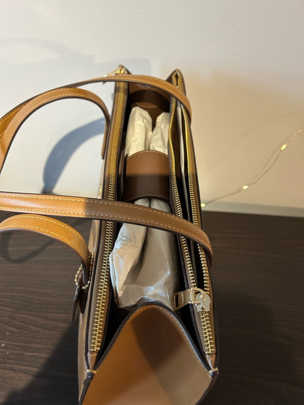 Coach Structured Tote in Tan/Caramel - Picture 6 of 6